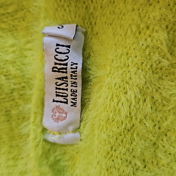 As New, Size 10-12 Luisa Ricci neon lime plush stretch half sleeve Teddy jumper - Picture 5 of 12